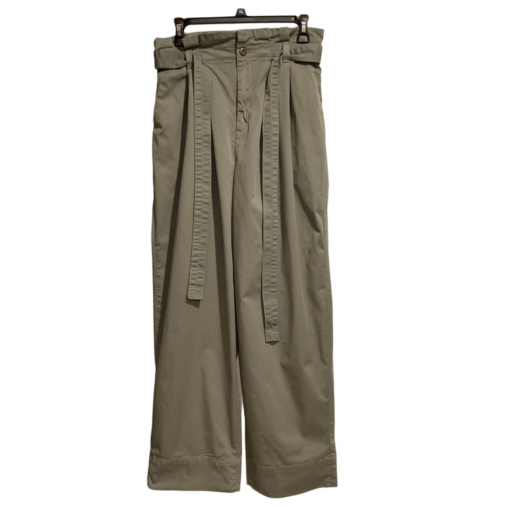 Everlane Olive Wide-Leg High-Rise Pants with Self-Belt